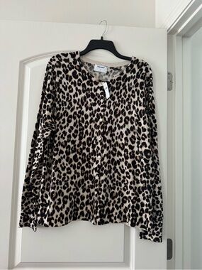 Old Navy Leopard-Print Cardigan - Beige, Black & Brown